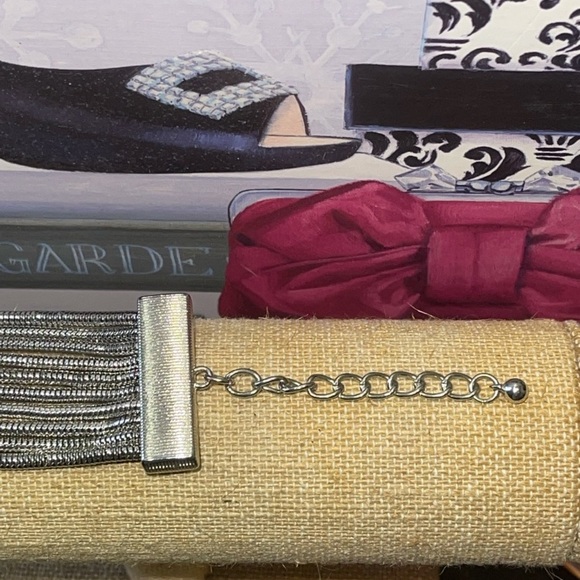 🌹🌹Premier Designs Rhinestones Silver Tone Multi Strand Snakeskin Bracelet - Picture 7 of 9